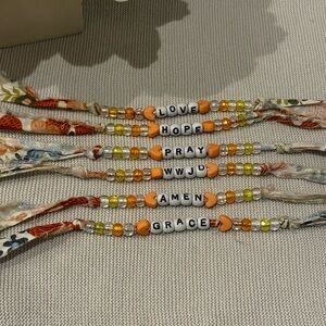 1 handmade fall leaves ribbon bracelet with word ( of your choice)